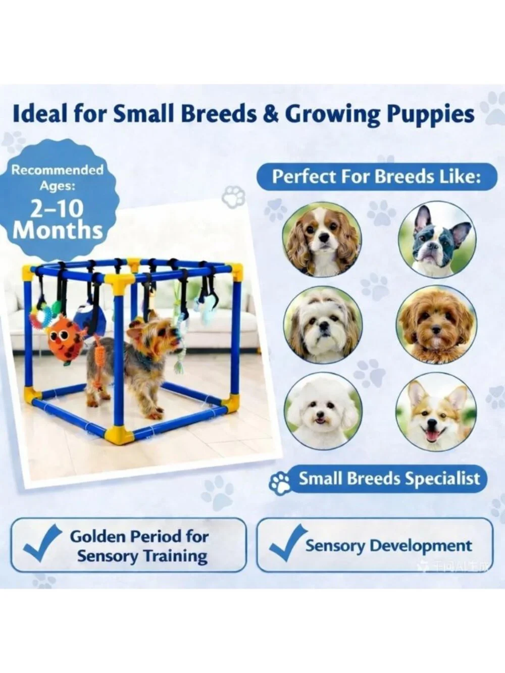 Interactive Puppy Play Gym with 16 Toys, Indoor Enrichment Activity Center for